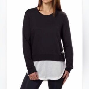 Adidas Layer Sweatshirt Pullover Black White Mesh Women’s Small NWT
